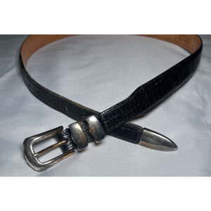 Martin Dingman Belt 85/34 Black Leather Italian Calfskin Made by Hand USA Brass